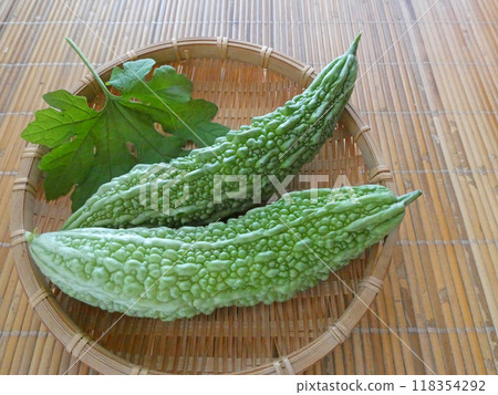 Photo of bitter melon harvested from a home garden 118354292
