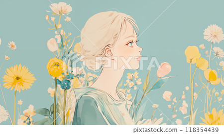 復古女人側面圖 復古女人側面圖 118354439