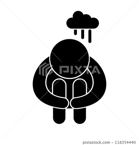 一個沮喪的人坐著沮喪的剪影 118354440