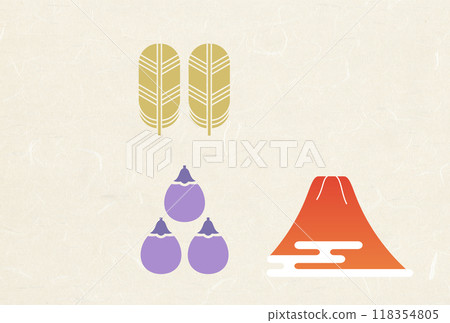 簡約日式設計，1富士，2鷹，3茄子，無文字 118354805