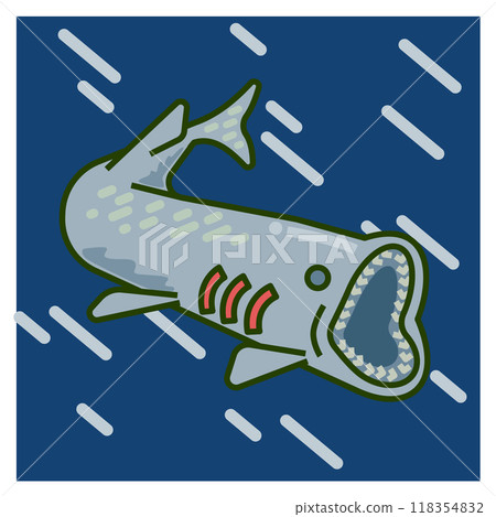 Illustration of a frilled shark living in the deep sea 118354832