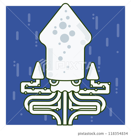 Illustration of a giant squid living in the deep sea 118354834