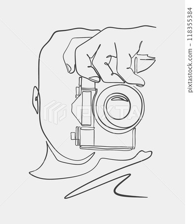 Minimalist Line Art of Photographer with Camera 118355384