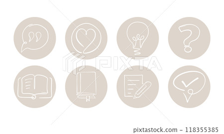Minimalist hand-drawn communication and education icons 118355385