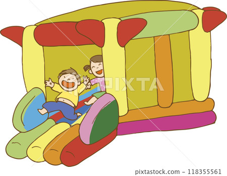 Children playing in a fluffy dome 118355561