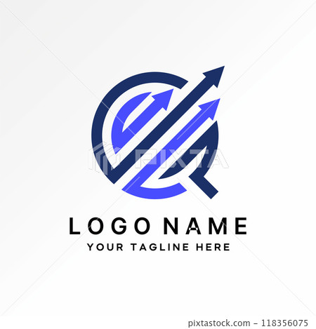Logo design graphic concept creative premium vector stock initial line G or GQ font three arrows tranding increase. Related monogram typography brand 118356075