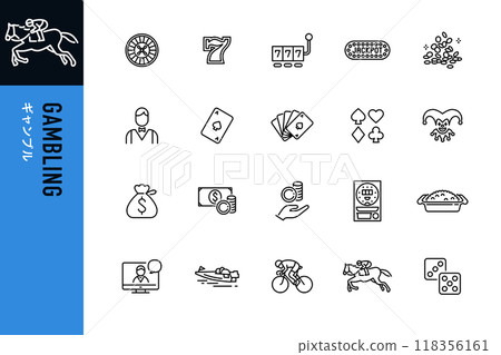 Gambling simple line icons Gambling simple line icons 118356161