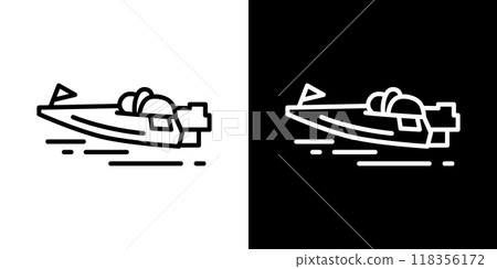 Boat racing simple line icon 118356172