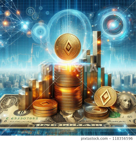 Concept of next financial system and era with crypto currencies  118356596
