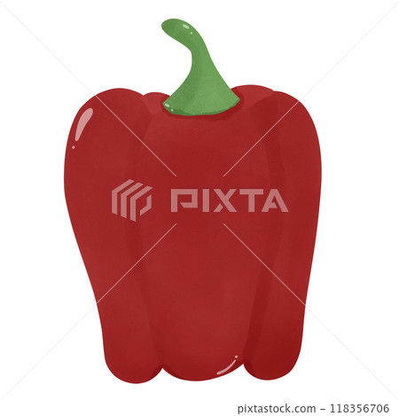 red bell pepper, hand drawn, transparency illustration. red bell pepper, hand drawn, transparency illustration. 118356706