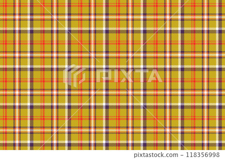 Red and brown tartan check pattern on yellow background Red and brown tartan check pattern on yellow background 118356998