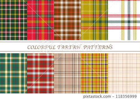 Vibrant tartan check wallpaper pattern set background Vibrant tartan check wallpaper pattern set background 118356999