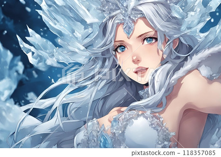 夢幻般的雪之女王動漫風格插畫 118357085
