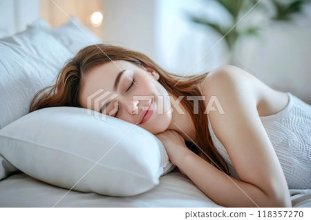 Relaxed and beautiful sleeping face 118357270