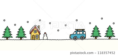 Snow cityscape illustration material white background Snow cityscape illustration material white background 118357452