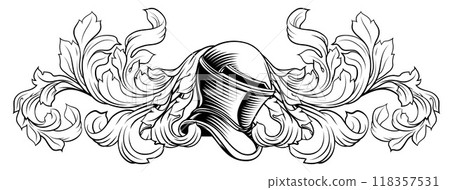 Coat of Arms Crest Knight Helmet Heraldry Design Coat of Arms Crest Knight Helmet Heraldry Design 118357531