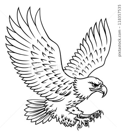 Bald Eagle Mascot Bird Wings Spread Flying 118357535