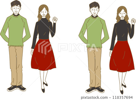 Young man and woman illustration set 118357694