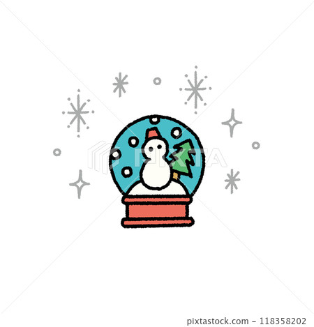 A simple hand-drawn snow globe illustration 118358202