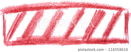 Rectangle shaded with slanted lines in red pencil on isolated background Rectangle shaded with slanted lines in red pencil on isolated background 118358610