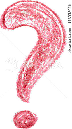 Hand drawn question mark, red pencil shading on isolated background Hand drawn question mark, red pencil shading on isolated background 118358616