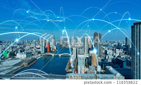 城市與通訊網路航拍 城市與通訊網路航拍 118358622