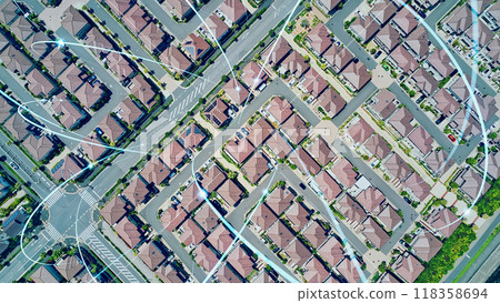 Residential area and network aerial photography 118358694