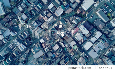 Residential area and network aerial photography 118358695