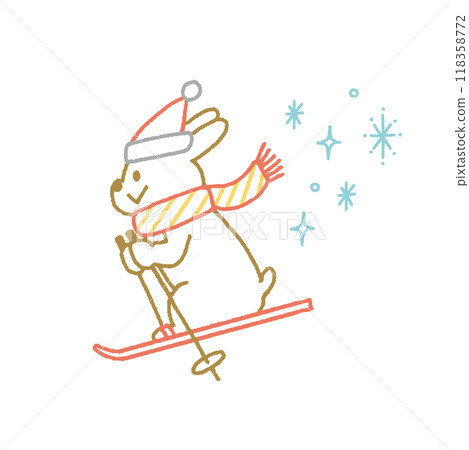 Skiing rabbit cute illustration material Skiing rabbit cute illustration material 118358772