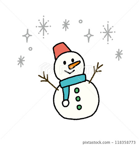 簡單的手繪雪人插畫 118358773