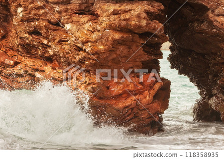 Red rocks arch, beach Crvena Glavica, Montenegro Red rocks arch, beach Crvena Glavica, Montenegro 118358935