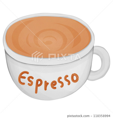 Espresso coffee, hand drawn, transparency illustration. Espresso coffee, hand drawn, transparency illustration. 118358994