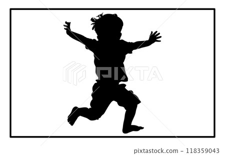 Happy boy silhouette kids or children jumping, child jump logo icon design Happy boy silhouette kids or children jumping, child jump logo icon design 118359043