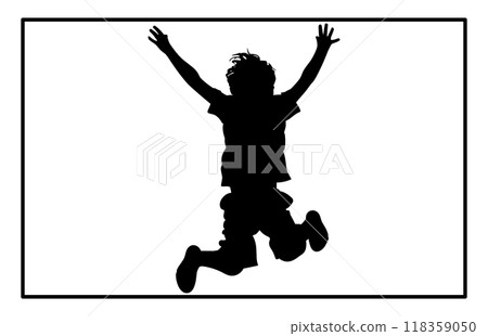 Happy boy silhouette kids or children jumping, child jump logo icon design Happy boy silhouette kids or children jumping, child jump logo icon design 118359050