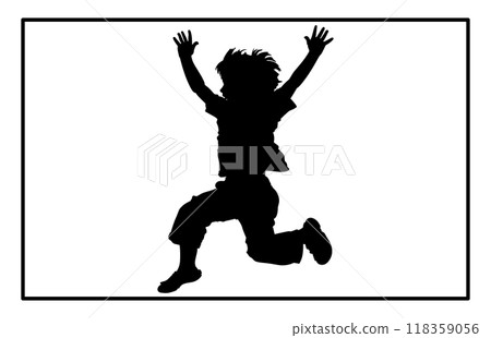 Happy boy silhouette kids or children jumping, child jump logo icon design Happy boy silhouette kids or children jumping, child jump logo icon design 118359056
