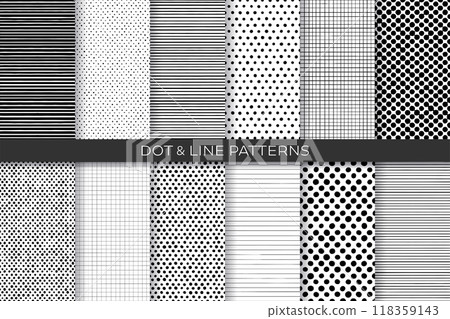 Simple dot and line seamless patterns set Simple dot and line seamless patterns set 118359143