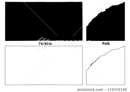 Polk and Perkins County, Nebraska (U.S. county, United States of America, USA, U.S., US) map vector illustration, scribble sketch map 118359188