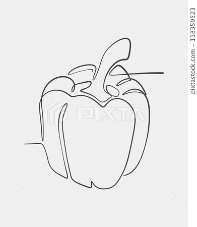 Minimalist line art of bell pepper 118359523