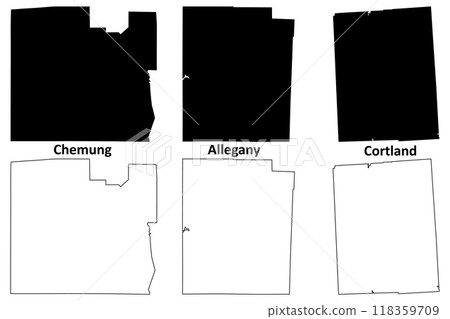 Chemung, Allegany and Cortland County, New York State (U.S. county, United States of America, USA, U.S., US) map vector illustration, scribble sketch map Chemung, Allegany and Cortland County, New York State (U.S. county, United States of America, USA, U.S., US) map vector illustration, scribble sketch map 118359709