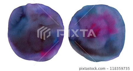 Vibrant deep black, purple, magenta and blue textured watercolor round shapes. Artistic gradient dark watercolour circle stains for decoration, texture, abstract water or cosmos concept Vibrant deep black, purple, magenta and blue textured watercolor round shapes. Artistic gradient dark watercolour circle stains for decoration, texture, abstract water or cosmos concept 118359735