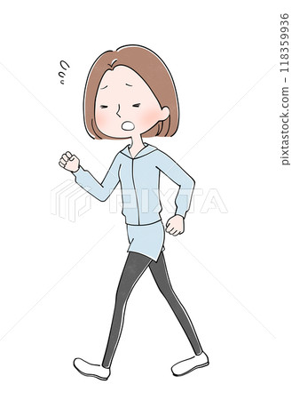 Illustration of a young woman walking 118359936