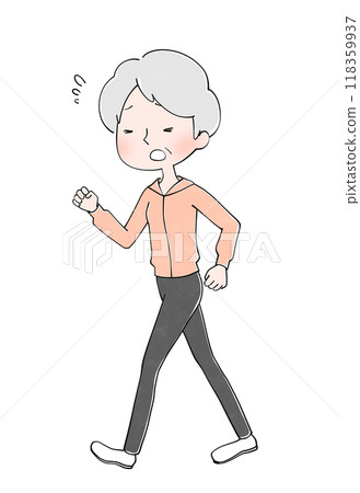 一位高級婦女行走的插圖 118359937