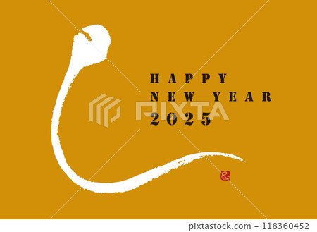 水墨手寫的蛇年新年賀卡 水墨手寫的蛇年新年賀卡 118360452
