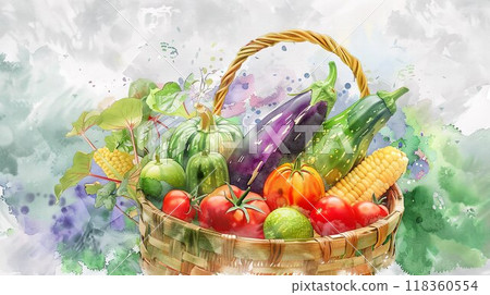 Fresh summer vegetable illustration 01 118360554
