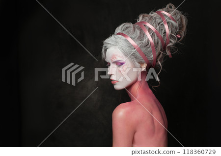 Posing theater actress halloween character model 118360729
