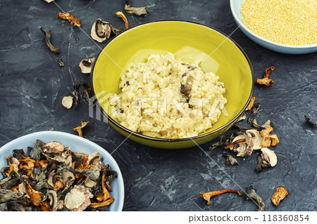 Mushroom porridge for breakfast. Mushroom porridge for breakfast. 118360854