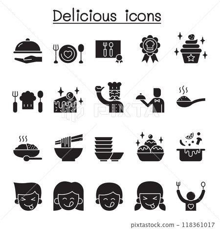 Delicious icons set in glyph style 118361017