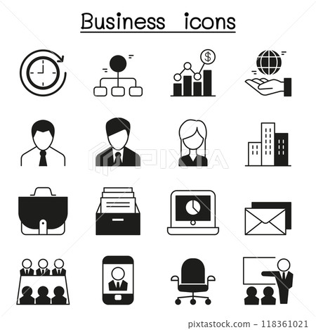 Business management icon set 118361021