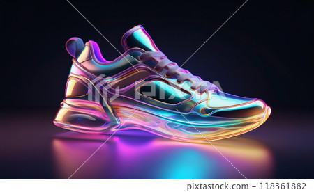 Iridescent shiny metallic three-dimensional - Stock