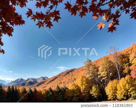 秋葉和藍天山 118361903